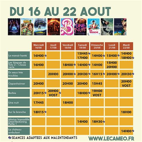 Horaires Cinéma Caméo .